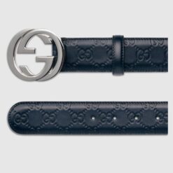 Alternative view of Signature Leather Belt Navy Blue