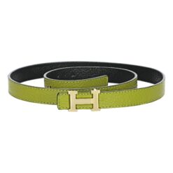 Reversible Buckle Hermès Belt Light Green&Black 20 mm