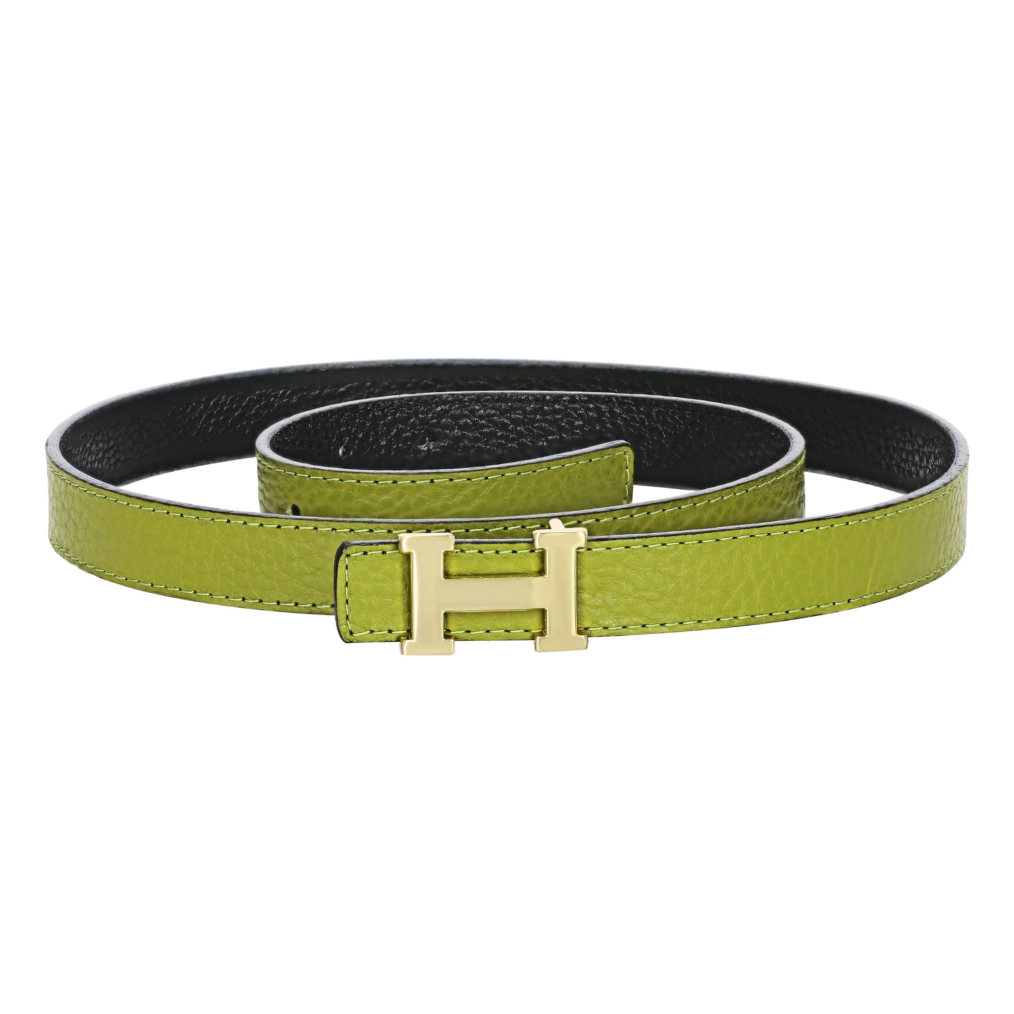 Reversible Buckle Hermès Belt Light Green&Black 20 mm