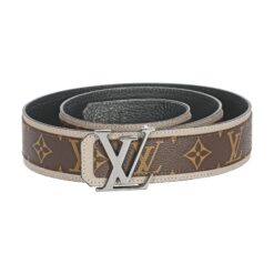 Brown Monogram style Leather Belt Amazing Beige