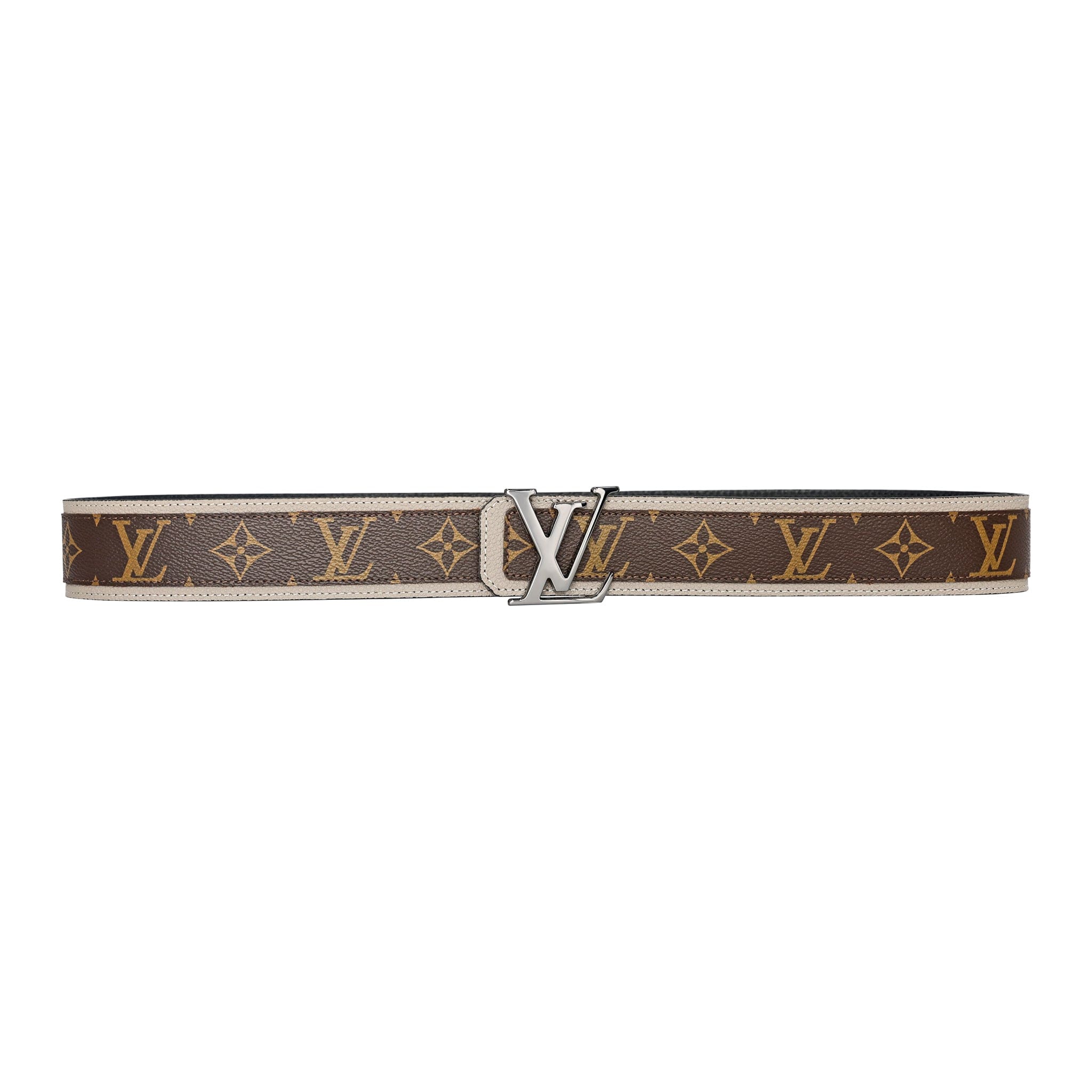 Brown Monogram style Leather Belt Amazing Beige - Image 2
