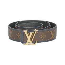 Brown Monogram style Leather Belt Amazing Dark Blue