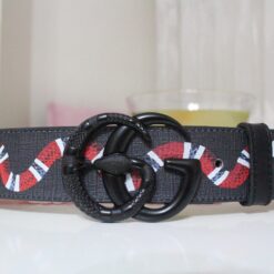 Alternative view of Black Buckle Snake Design Leather