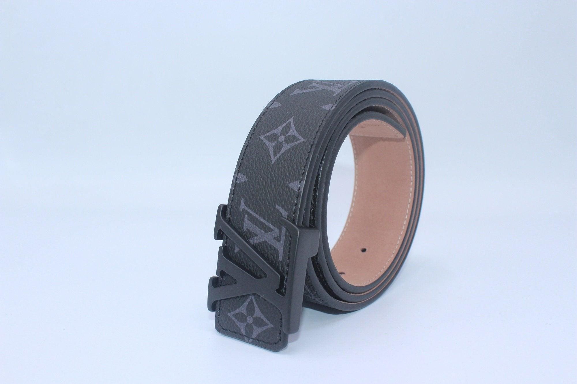 Black Monogram style Leather Belt - Image 2