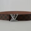 Brown Damier New Silver Buckle Leather Belt