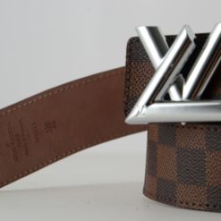 Alternative view of Brown Damier New Silver Buckle Leather Belt