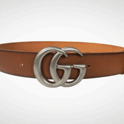 Alternative view of Brown Leather Belt Gold / Silver Buckle 40 mm