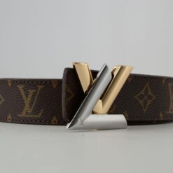 Alternative view of Brown Monogram New Gold & Silver Buckle Leather Belt