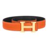 Reversible H Buckle Belt Orange&Black 40 mm