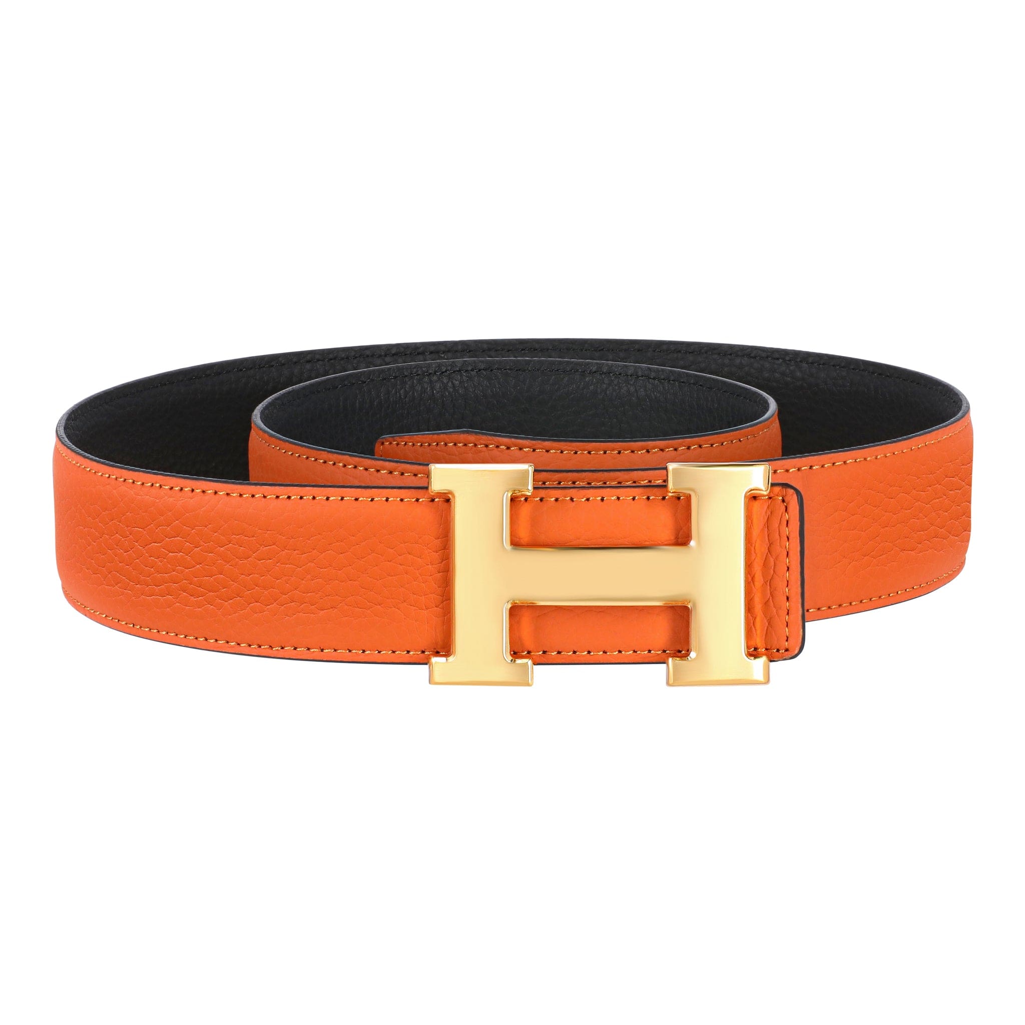 Reversible H Buckle Belt Orange&Black 40 mm