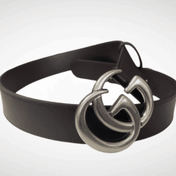 Alternative view of Dark Brown Leather Belt Silver Buckle 40 mm