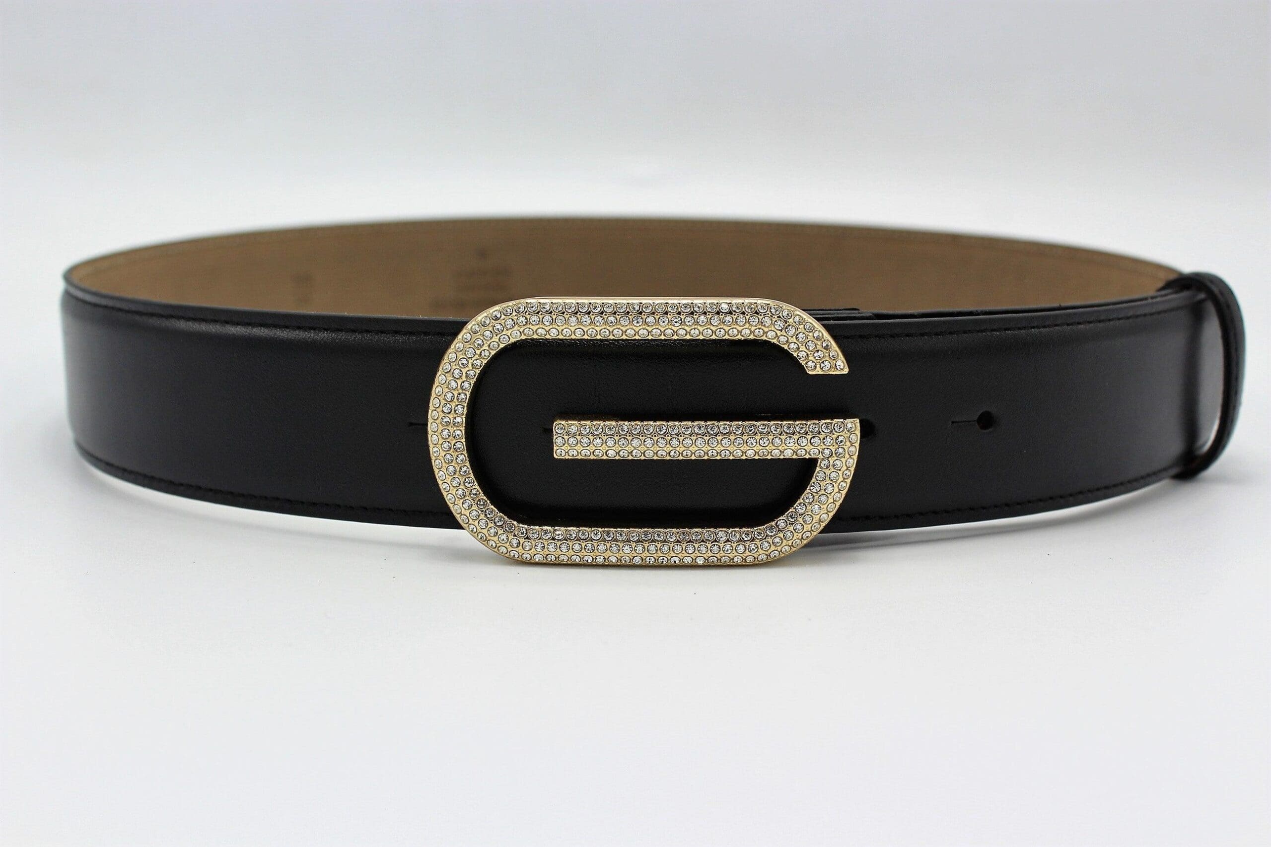 G Diamond Gold Buckle Leather Belt 40mm