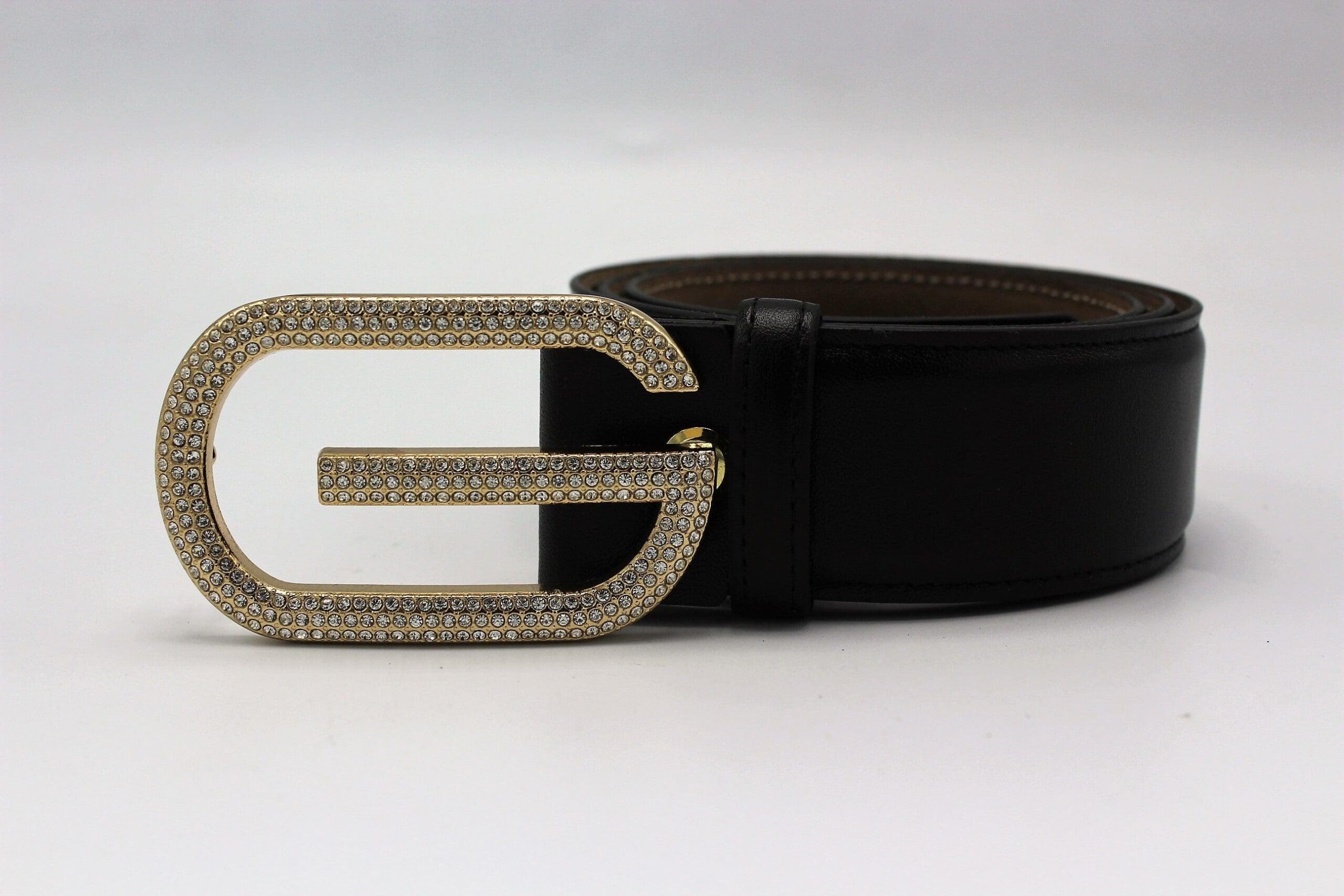 G Diamond Gold Buckle Leather Belt 40mm - Image 3