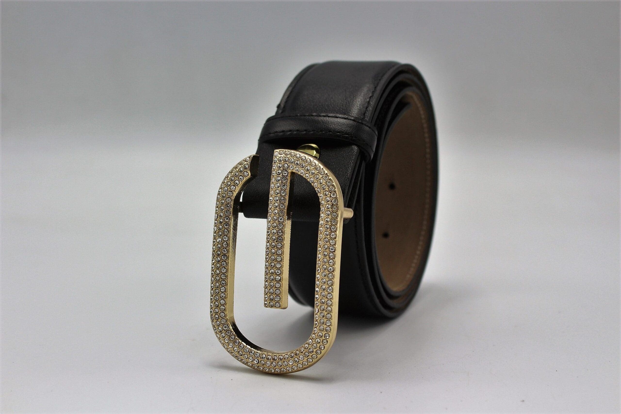 G Diamond Gold Buckle Leather Belt 40mm - Image 4