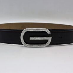 Gucci Diamond Silver Buckle Leather Belt 40mm