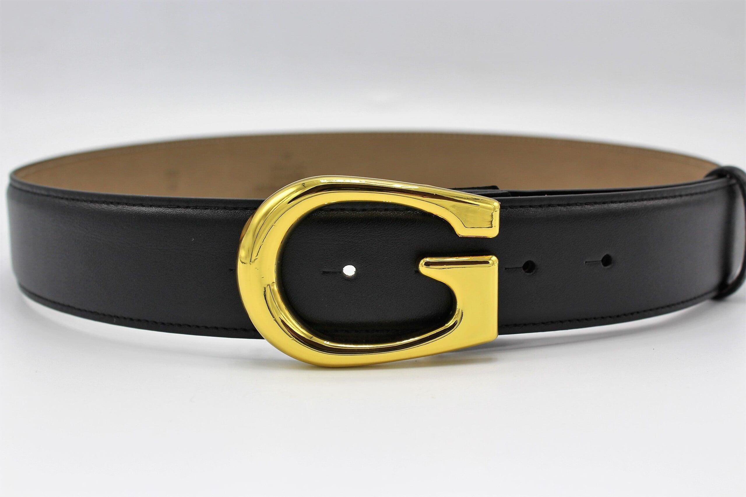 G Gold Buckle Leather Belt 40mm