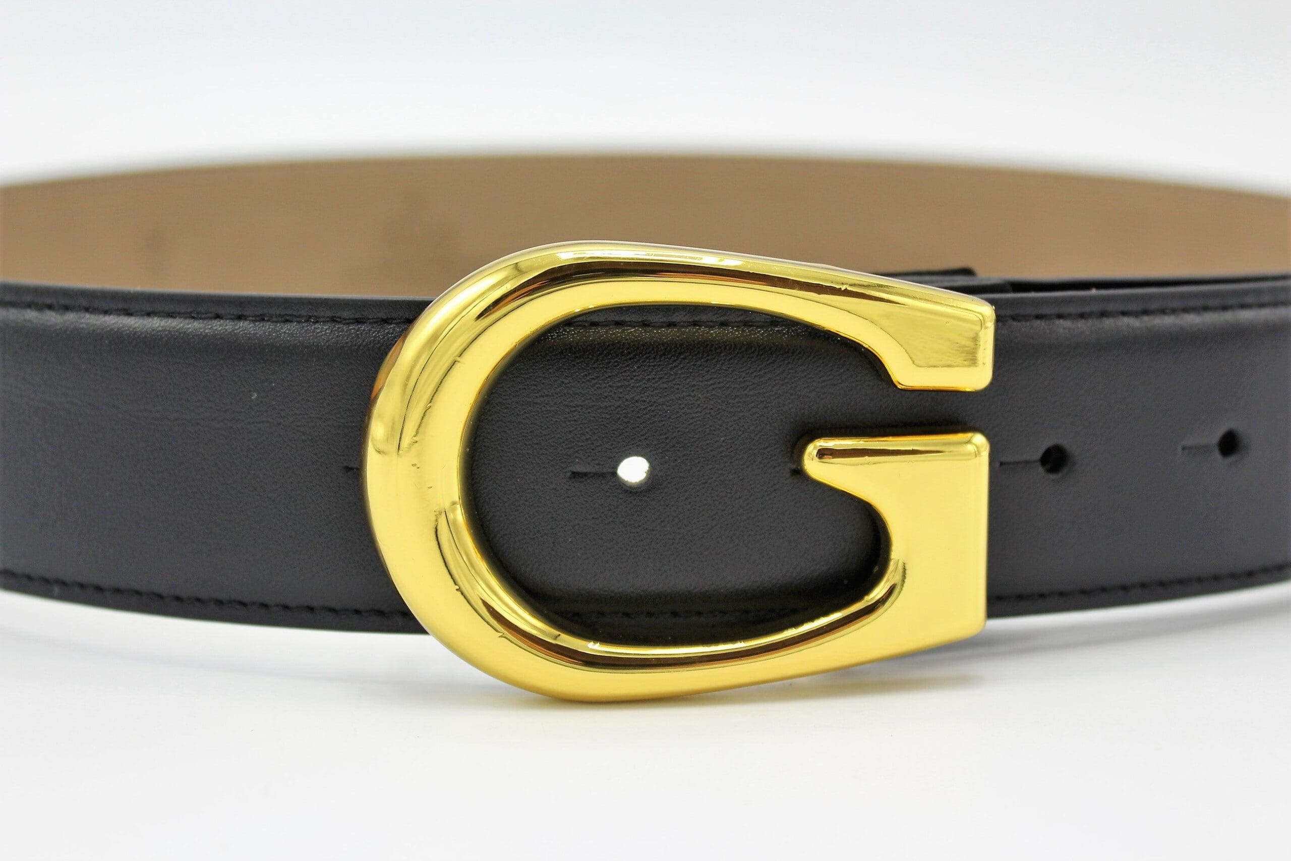 G Gold Buckle Leather Belt 40mm - Image 2
