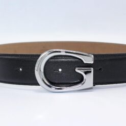 G Silver Buckle Leather Belt 40mm