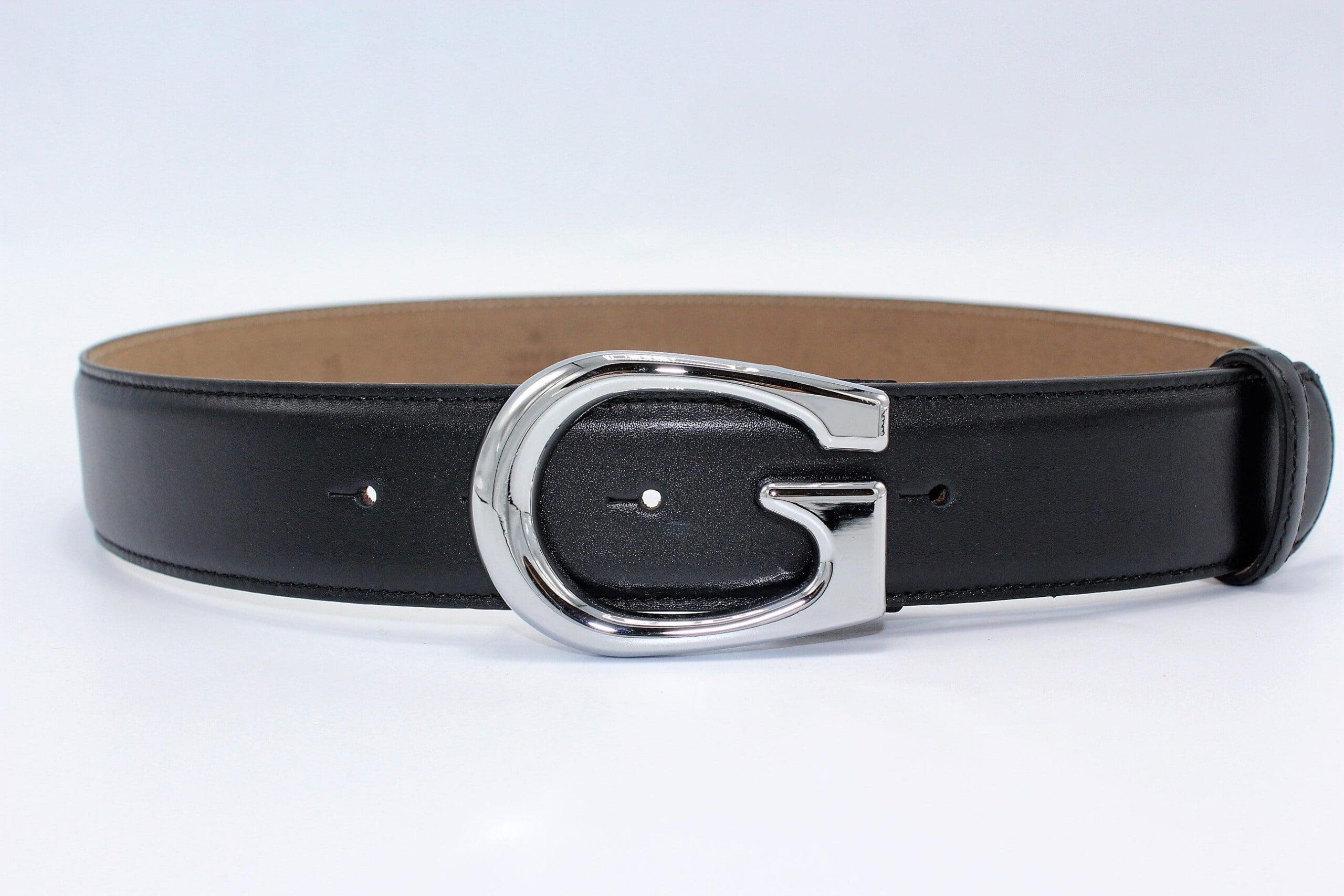 G Silver Buckle Leather Belt 40mm