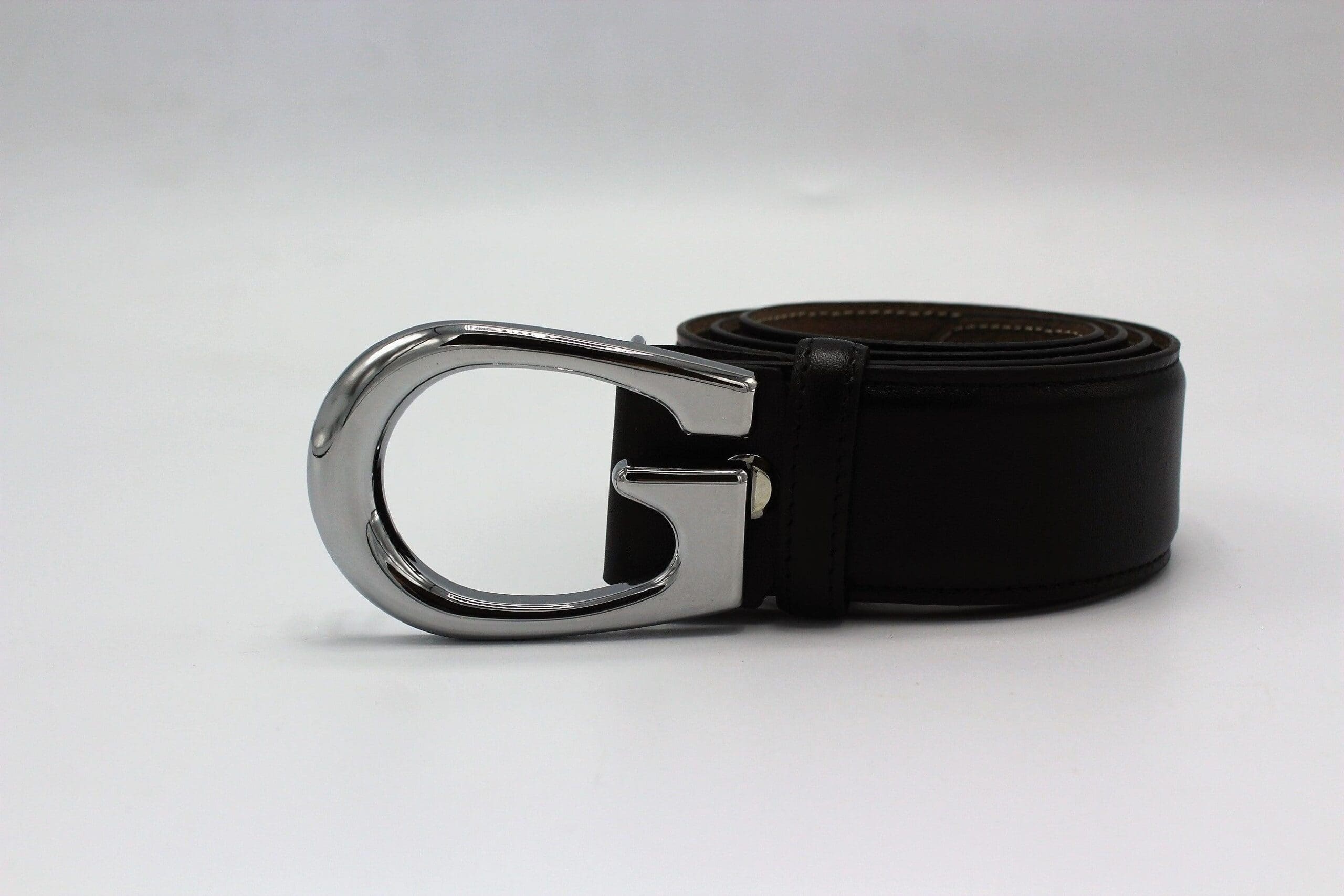 G Silver Buckle Leather Belt 40mm - Image 2