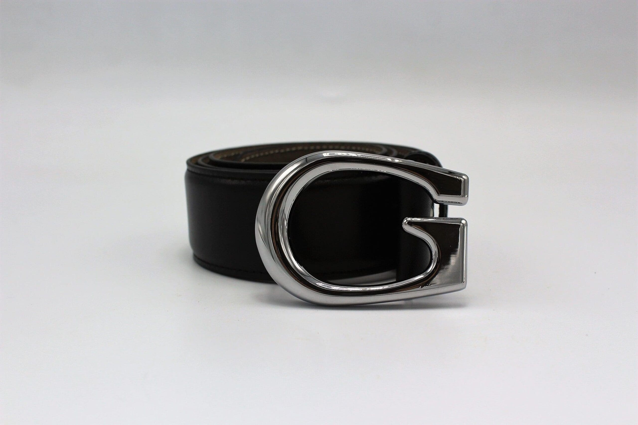 G Silver Buckle Leather Belt 40mm - Image 3