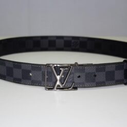 Grey & Black Damier Reversible Leather Belt