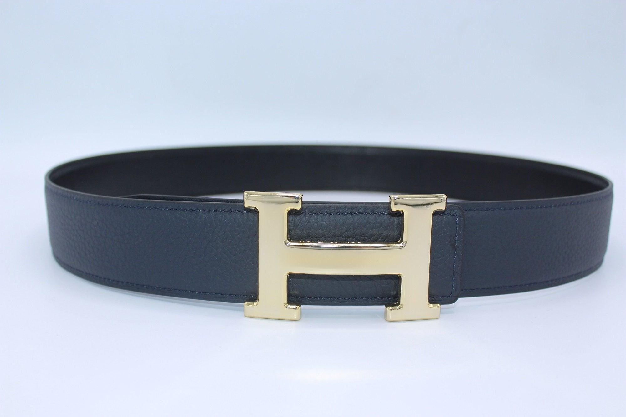 H Buckle Belt Reversible Dark Blue&Black Belt