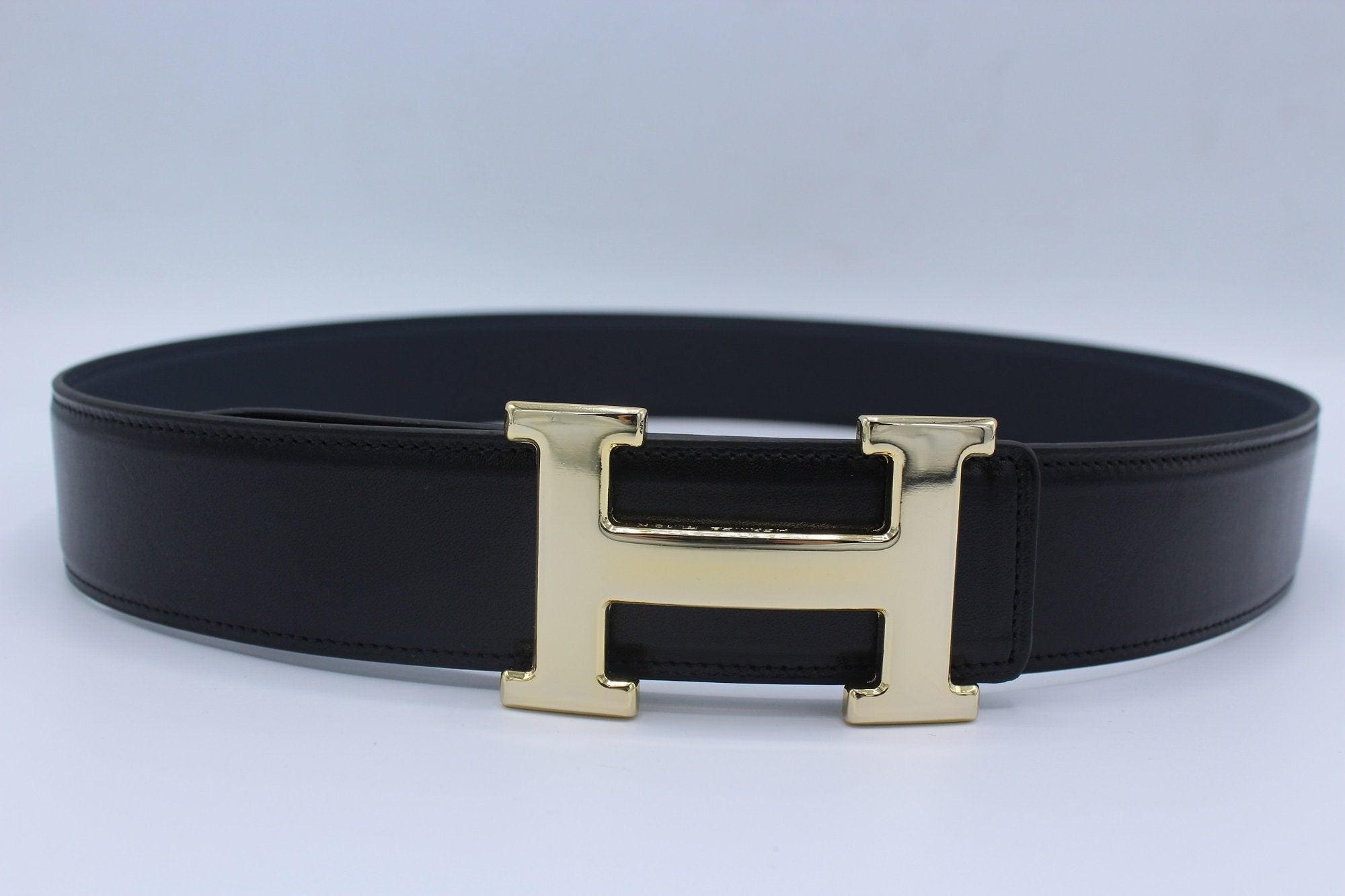 H Buckle Belt Reversible Dark Blue&Black Belt - Image 2