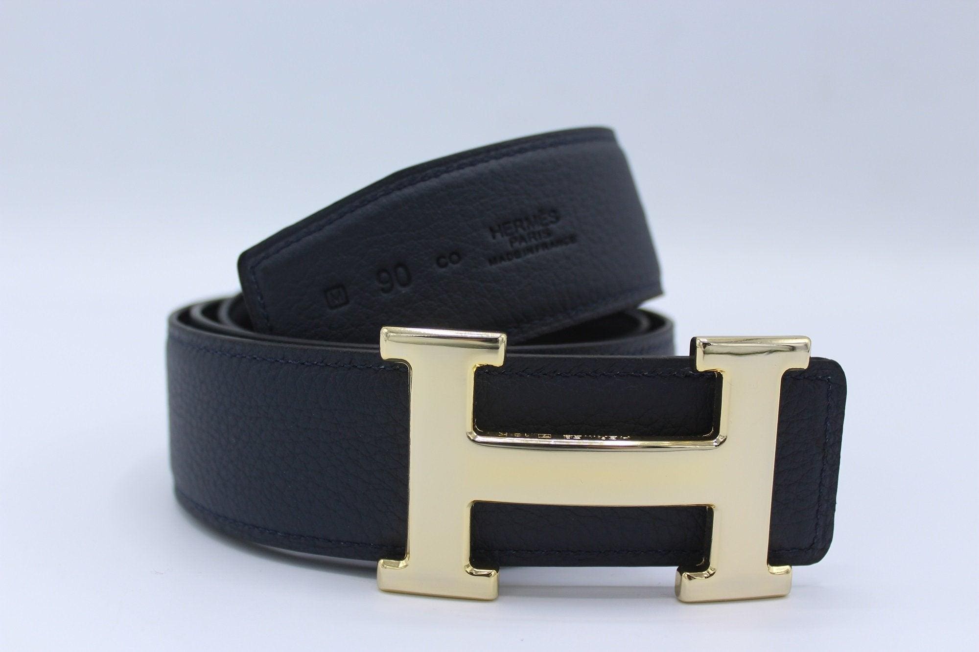 H Buckle Belt Reversible Dark Blue&Black Belt - Image 3