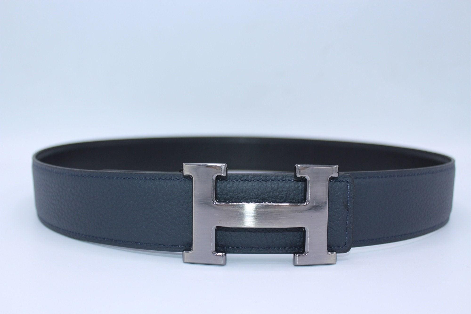 H Buckle Belt Reversible Dark Blue&Black Belt - Image 4