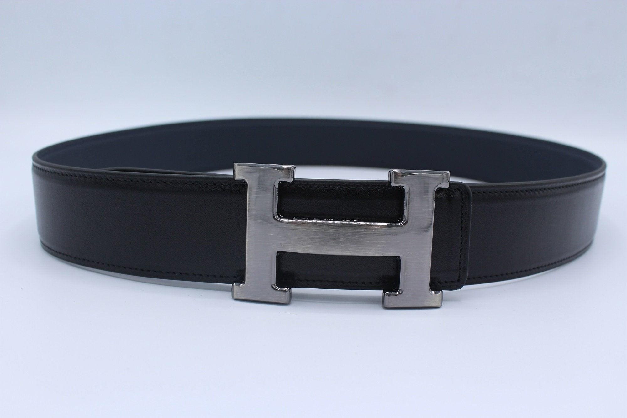 H Buckle Belt Reversible Dark Blue&Black Belt - Image 5