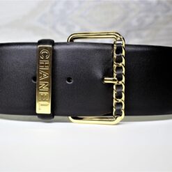 Larger Leather Belt Gold Buckle