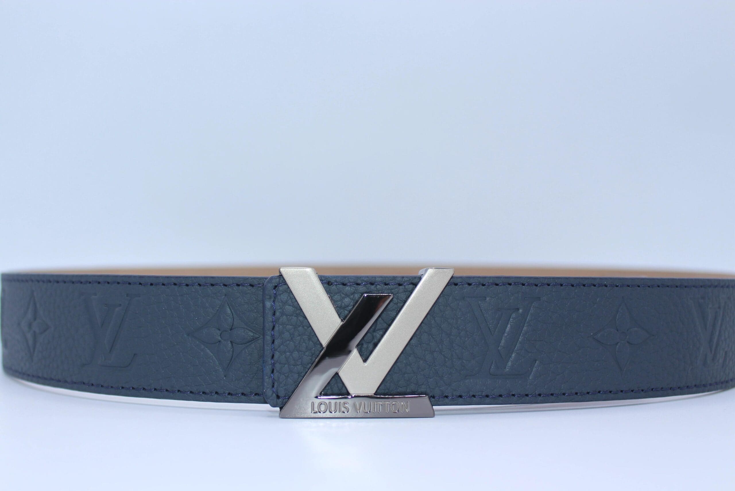 New Buckle Dark Blue Leather Belt