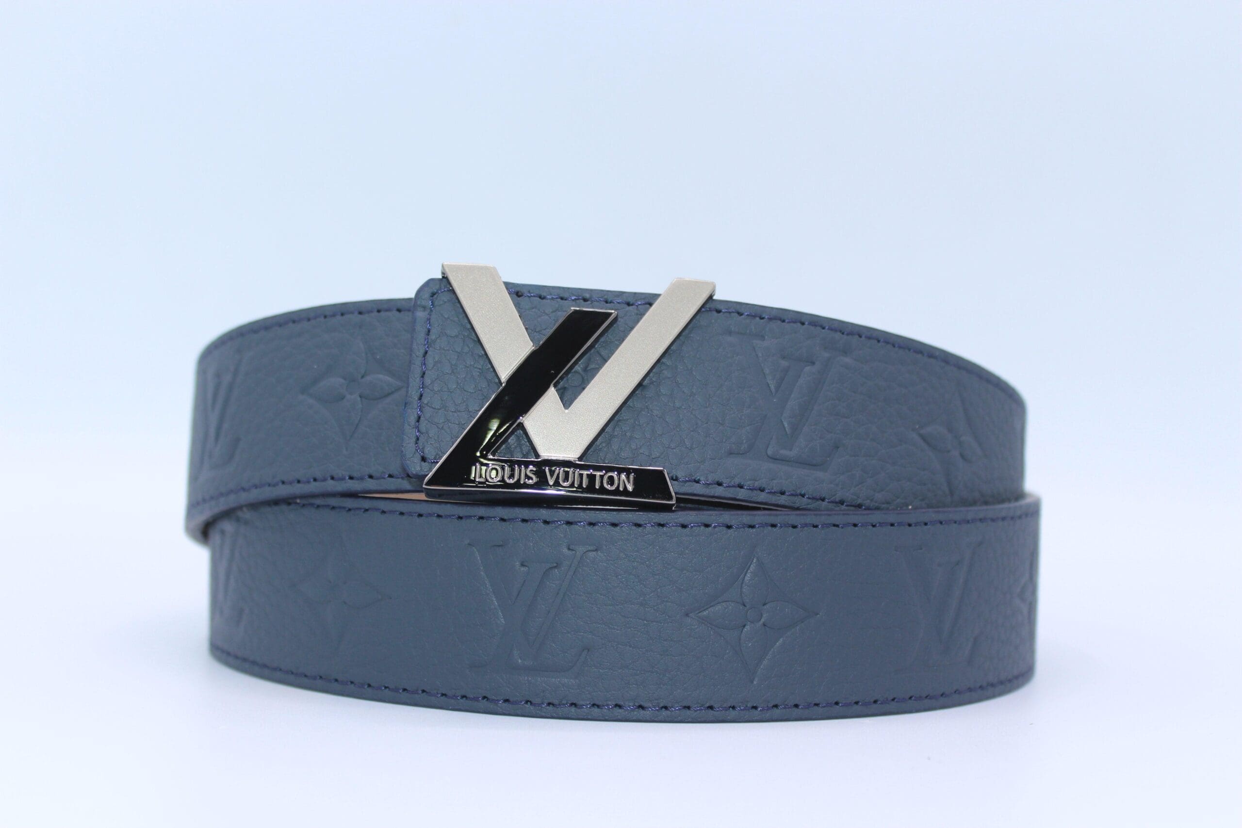 New Buckle Dark Blue Leather Belt - Image 3