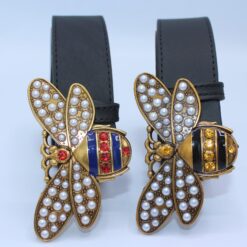 Perfect Bee Figured Black Leather Belt