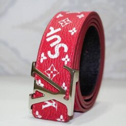 Red Monogram Leather Belt