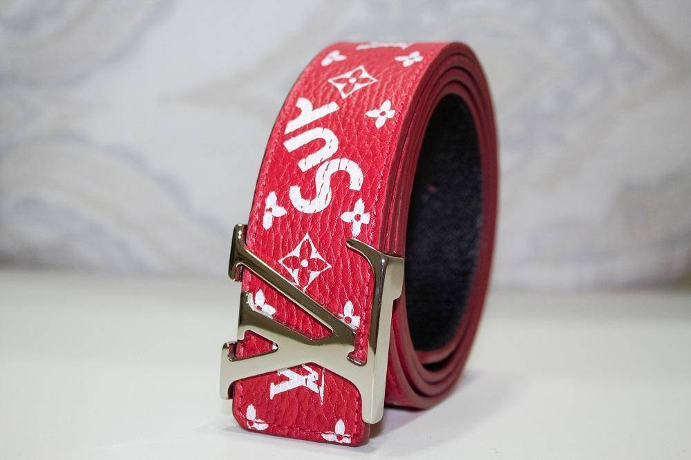 Red Monogram Leather Belt