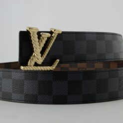 Reversible Brown & Grey Damier New Buckle Leather Belt