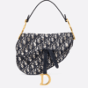 Saddle bag in blue Oblique jacquard canvas,