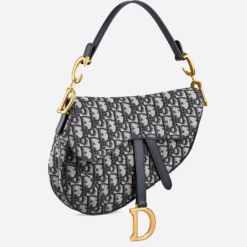 Alternative view of Saddle bag in blue Oblique jacquard canvas,