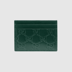 Signature leather card case green