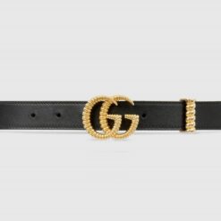 Torchon Double G Buckle Black Leather Belt