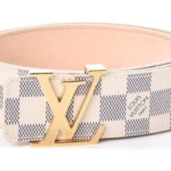 White Damier Leather Belt