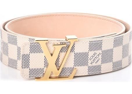 White Damier Leather Belt